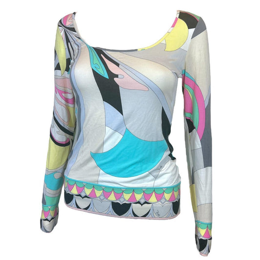 Emilio Pucci Firenze Multicolor Printed Long Sleeve Top - Outfit Repeater