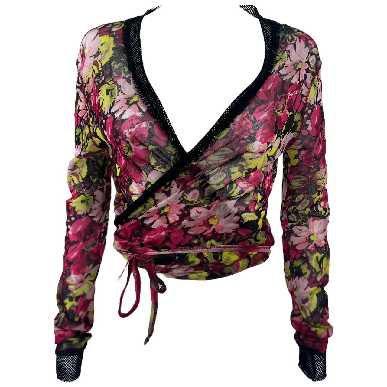 Jean Paul Gaultier Soleil Mesh Floral Print Wrap Top - Outfit Repeater