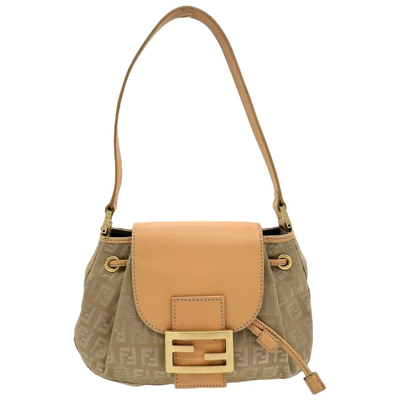 Fendi Mini Bucket Shoulder Bag Gold Zucchino Monogram