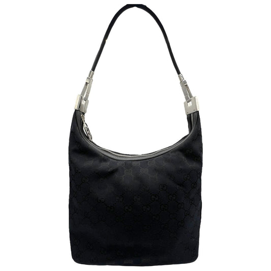 Gucci Black Monogram Canvas Leather Shoulder Bag