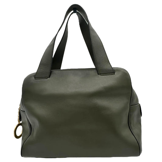 Celine Khaki Green Leather Square Boston Bag