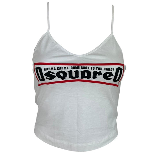 Dsquared2 Lace Up Back Logo Cropped Tank Top - Outfit Repeater