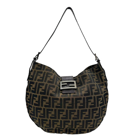 Fendi Zucca Monogram Round Crescent Baguette Shoulder Bag