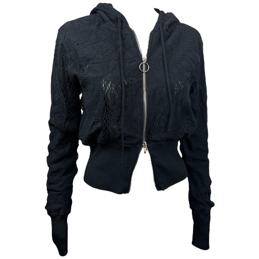 Jean Paul Gaultier Soelil Black Fishnet Mesh Knit Hoodie