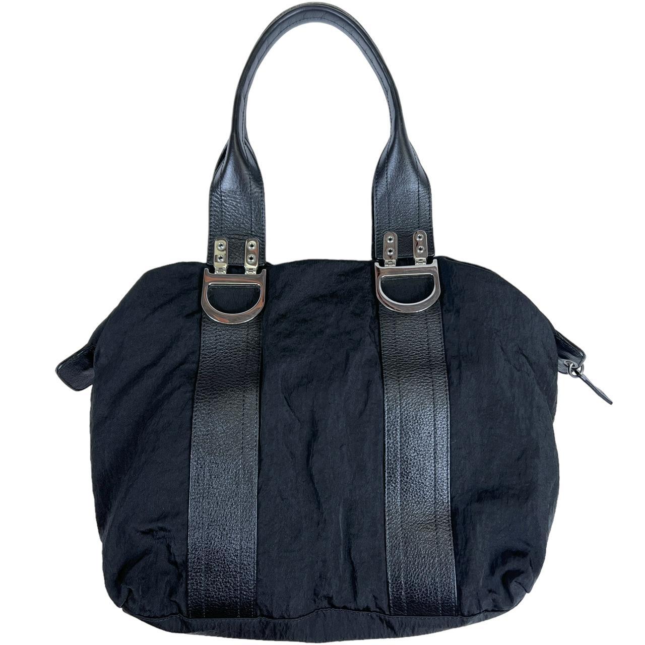 Christian Dior Black Nylon Leather Bowler Shoulder Bag