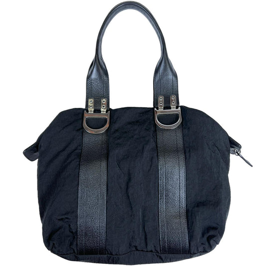 Christian Dior Black Nylon Leather Bowler Shoulder Bag