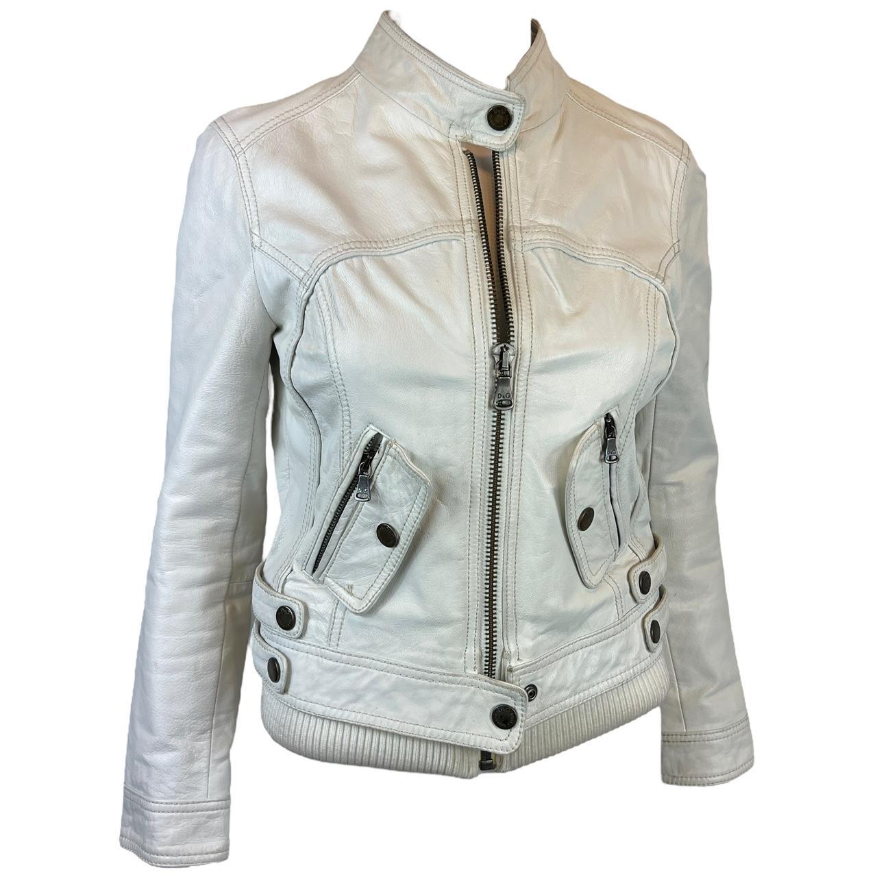 Dolce & Gabbana D&G Cream White Leather Bomber Jacket - Outfit Repeater