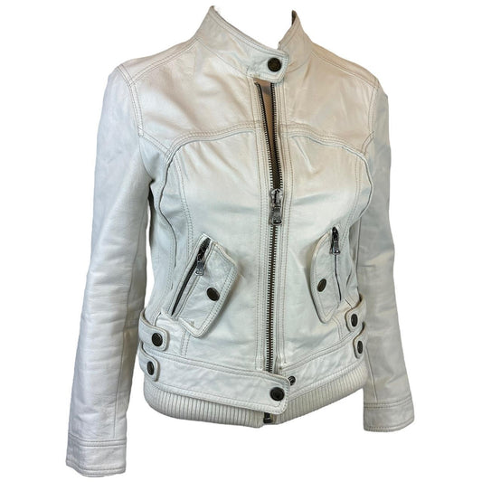Dolce & Gabbana D&G Cream White Leather Bomber Jacket - Outfit Repeater