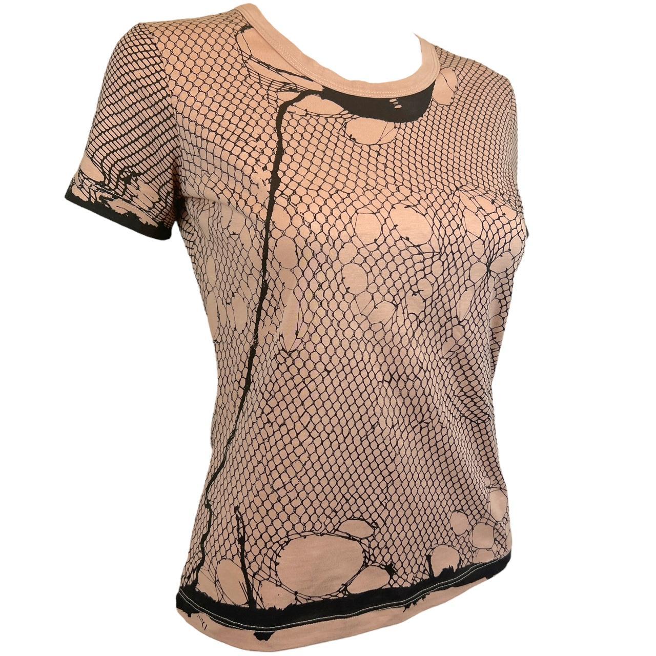 Christian Dior By John Galliano S/S 2006 Pink and Black Fishnet Logo T-Shirt