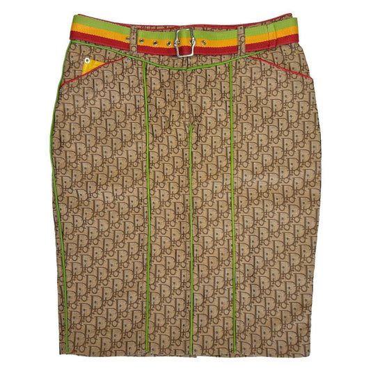 Christian Dior By John Galliano Autumn 2004 Diorissimo Trotter Print Rasta Skirt