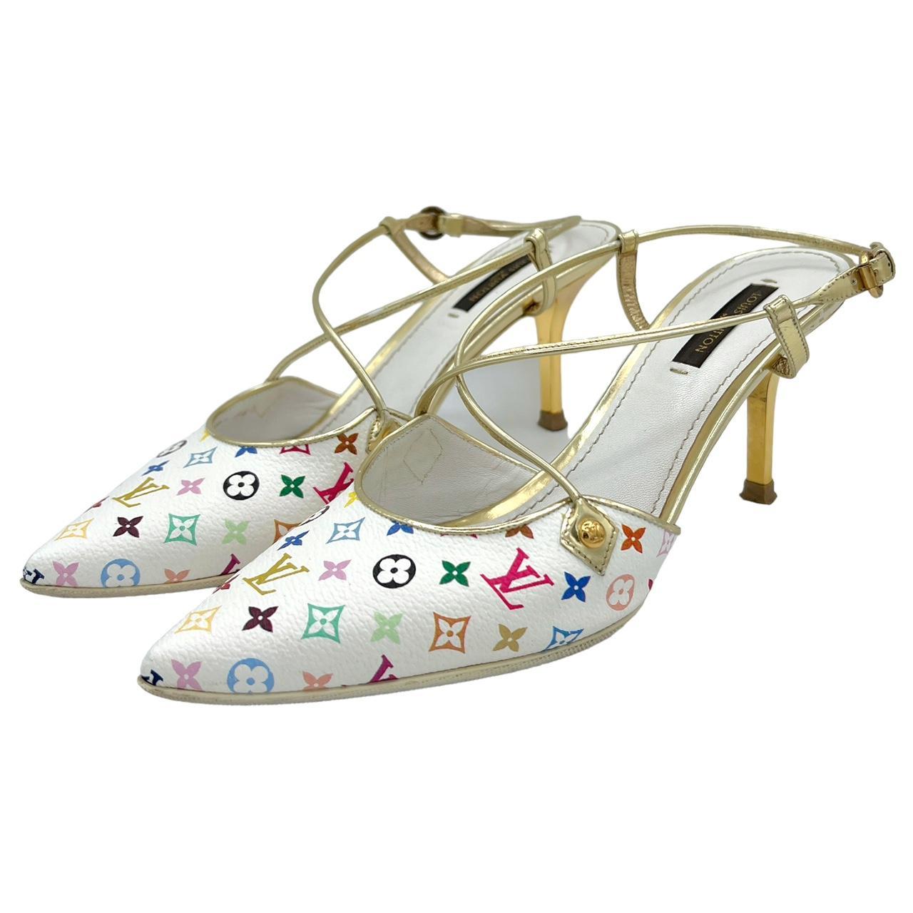 Louis Vuitton Pointed Toe Heels White Murakami Monogram