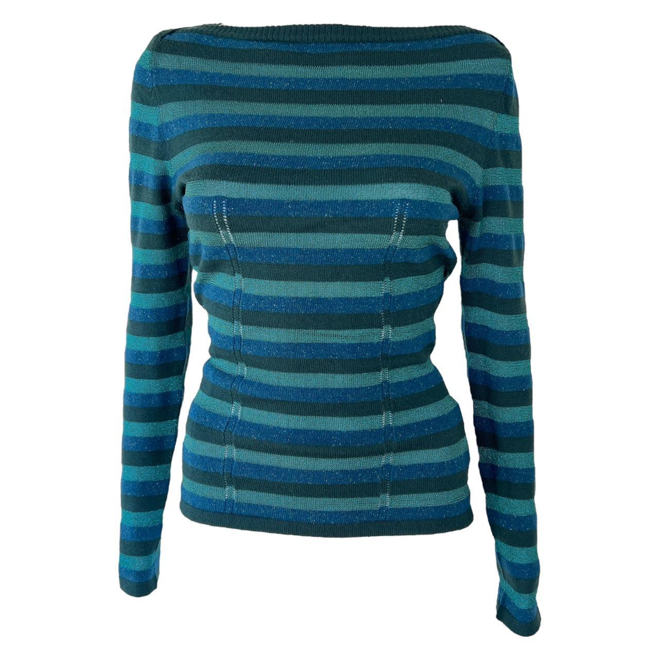 Dolce & Gabbana Blue Striped Knit Top - Outfit Repeater