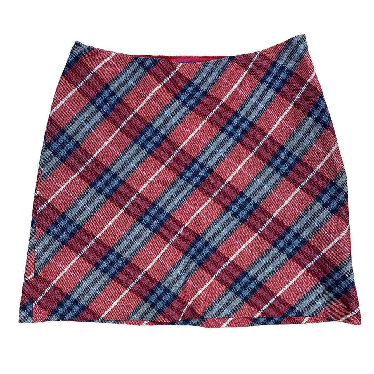 Burberry Blue Label Red and Gray Nova Check Plain Mini Skirt - Outfit Repeater