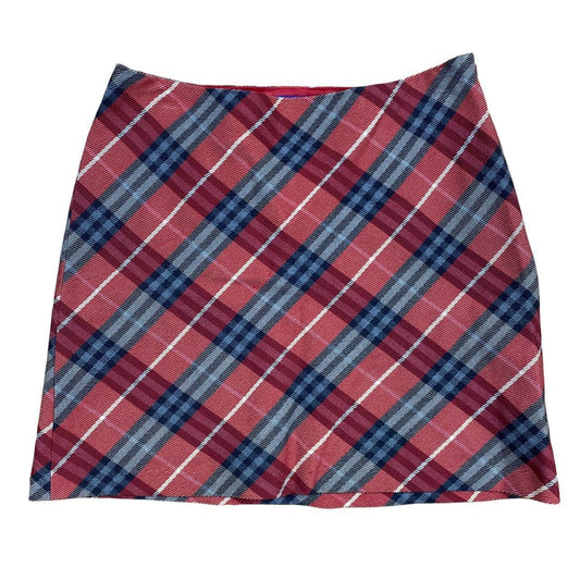 Burberry Blue Label Red and Gray Nova Check Plain Mini Skirt - Outfit Repeater