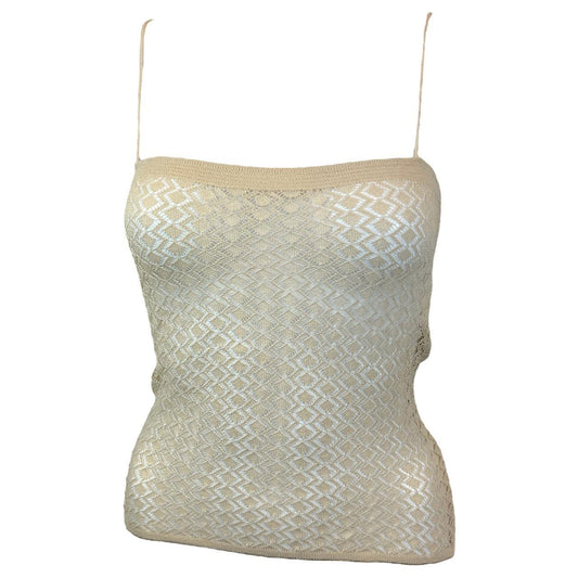 Dolce & Gabbana Tan Knit Sheer Front Cami Tank - Outfit Repeater