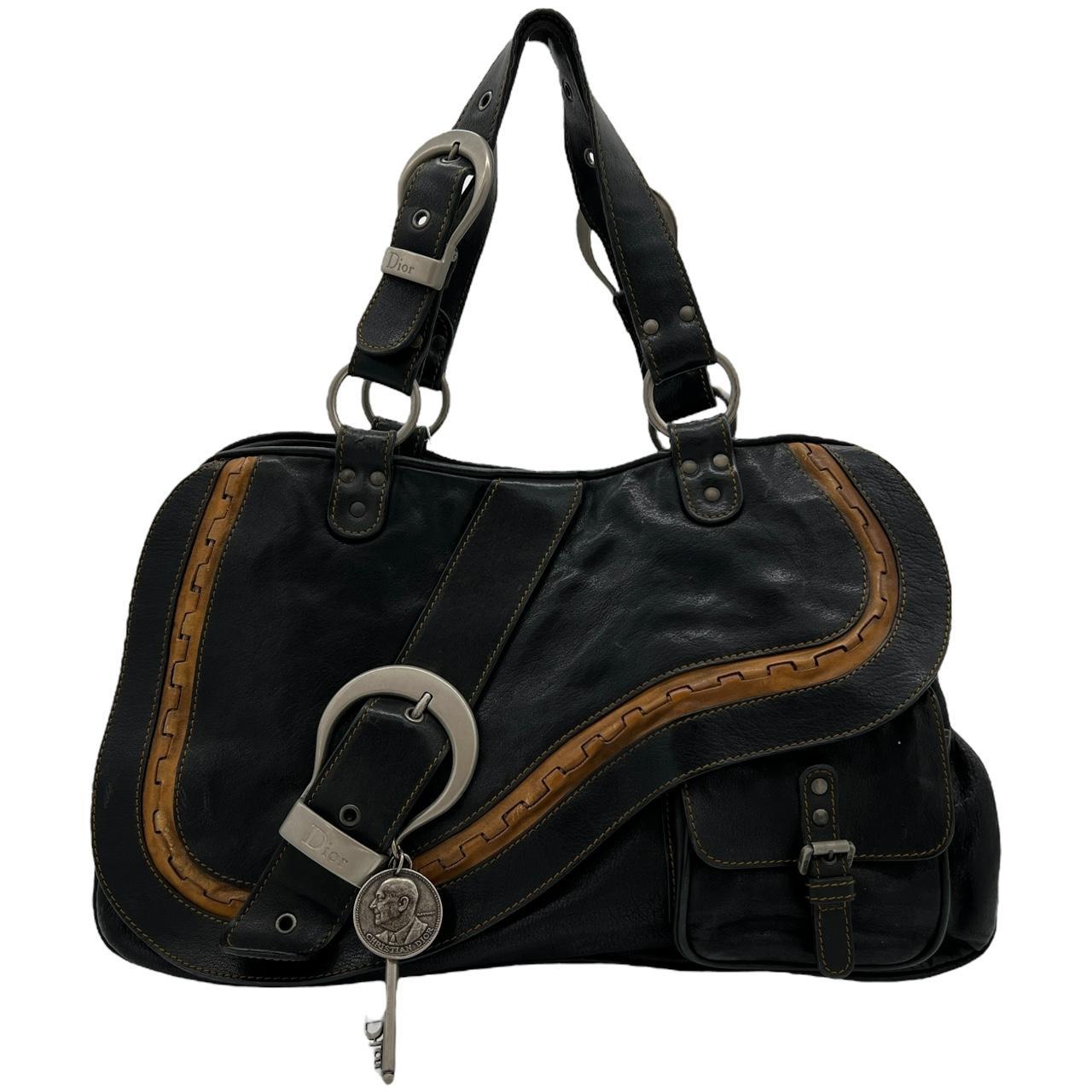 Christian Dior Black Leather Gaucho Saddle Shoulder Bag - Outfit Repeater