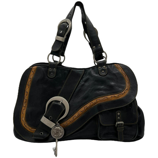 Christian Dior Black Leather Gaucho Saddle Shoulder Bag - Outfit Repeater