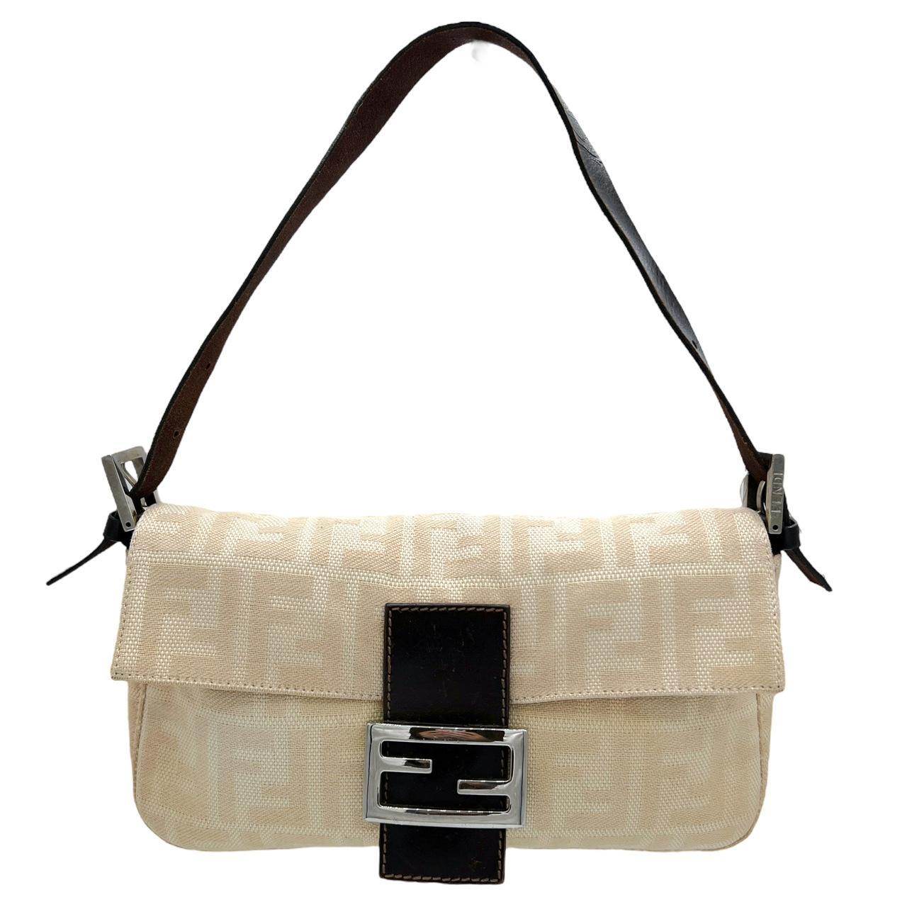 Fendi Baguette Shoulder Bag Ivory Zucca Monogram