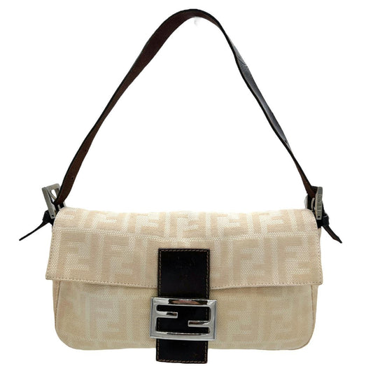 Fendi Baguette Shoulder Bag Ivory Zucca Monogram