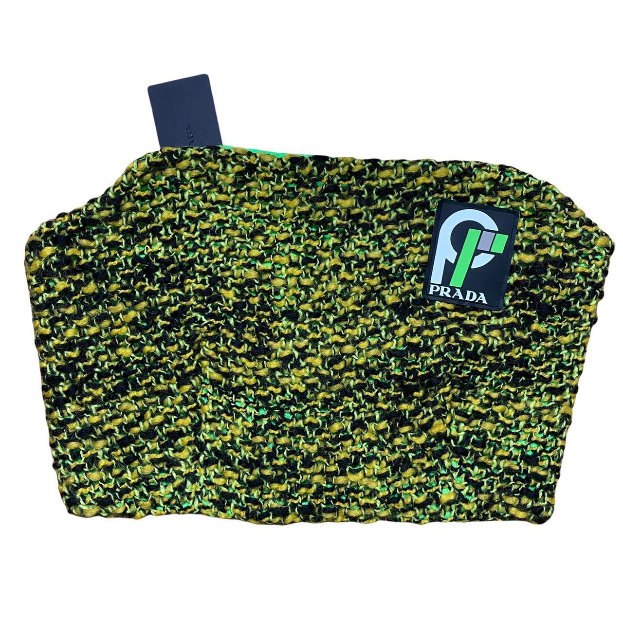 Prada Fall 2018 Knickerbocker Tweed Strapless Cropped Bustier Tube Top in Color ‘Giallo’ - Outfit Repeater