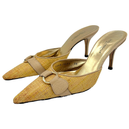 Dolce & Gabbana Raffia Woven Heeled Pointed Toe Mules - Outfit Repeater
