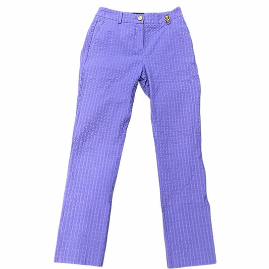 Roberto Cavalli Class Purple Textured Straight Leg Pants Trousers - Outfit Repeater