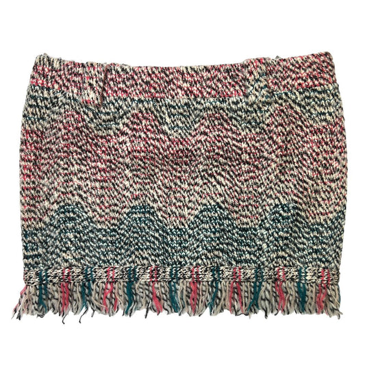 Missoni Pink and Blue Tweed Woven Fringe Mini Skirt with Detachable Belt / Scarf