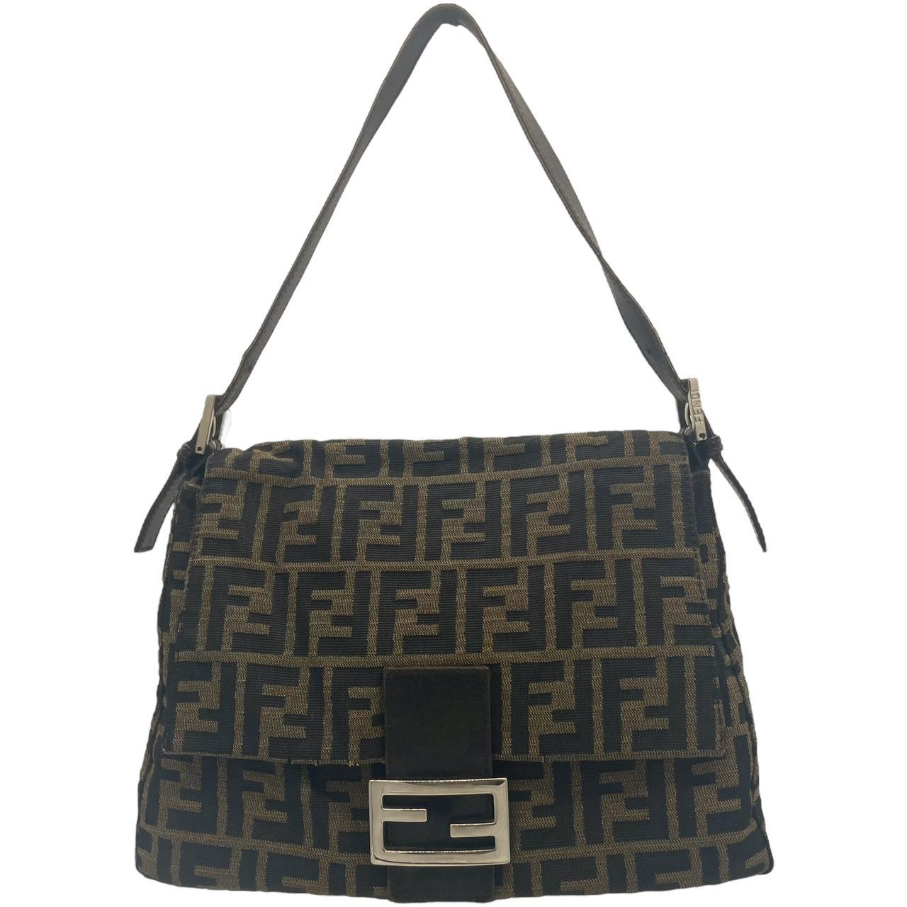 Fendi Baguette Shoulder Bag Brown Black Monogram Canvas