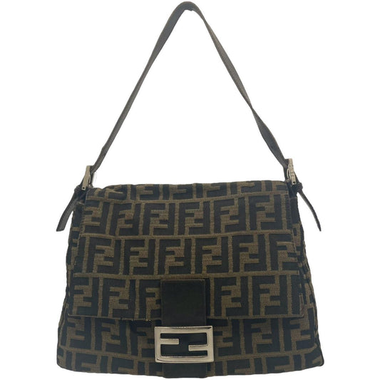 Fendi Baguette Shoulder Bag Brown Black Monogram Canvas