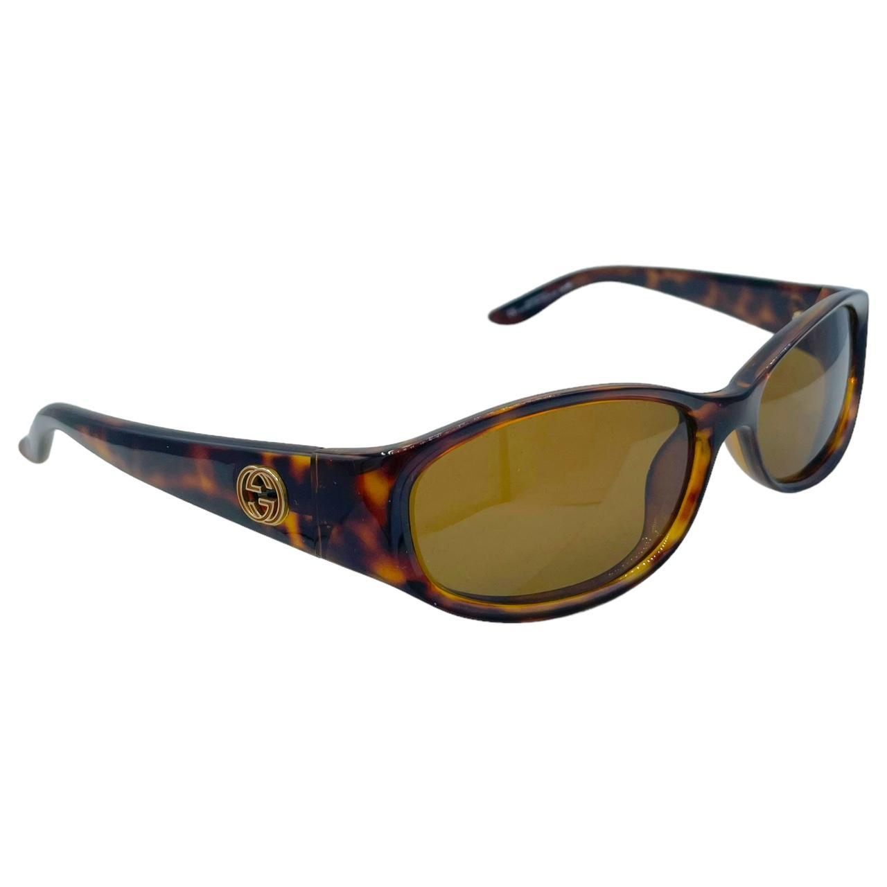 Gucci Brown Tortoise Oval Logo Sunglasses