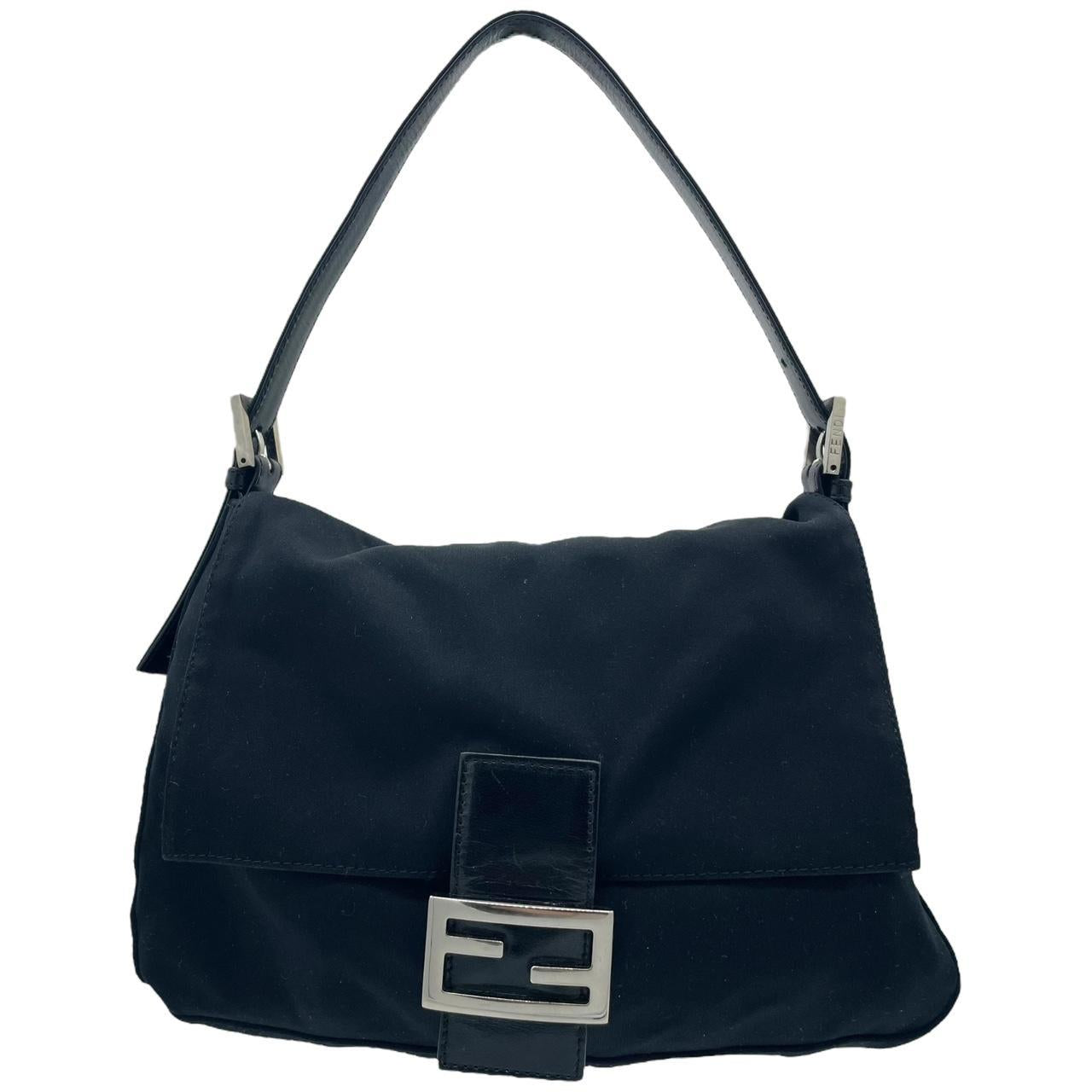 Fendi Black Neoprene Mama Baguette Shoulder Bag