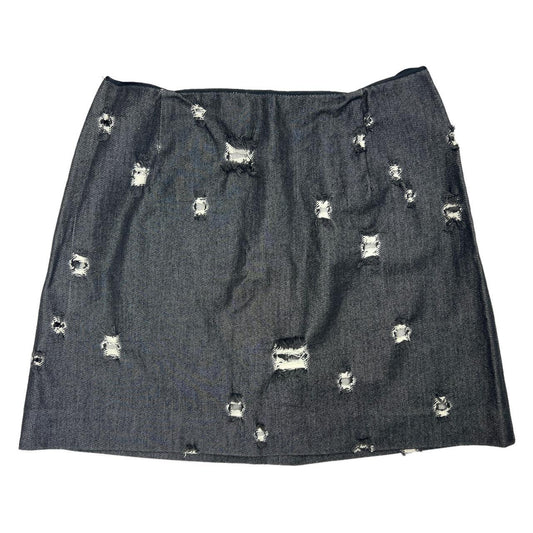 Miu Miu S/S 2009 Dark Wash Denim Style Distressed Mini Skirt