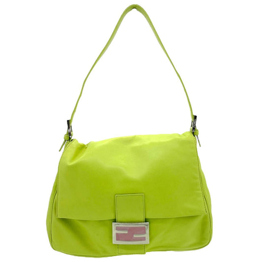 Fendi Mama Baguette Shoulder Bag Bright Green Leather