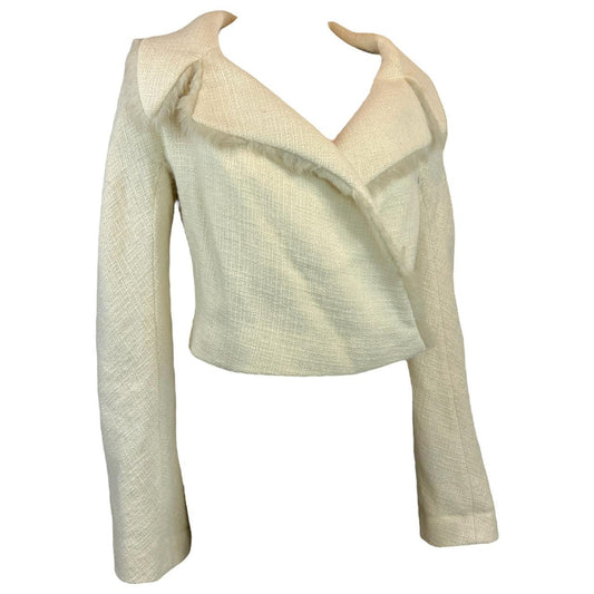 Marni Cropped Blazer Ivory Cream Baby Alpaca Bell Sleeves