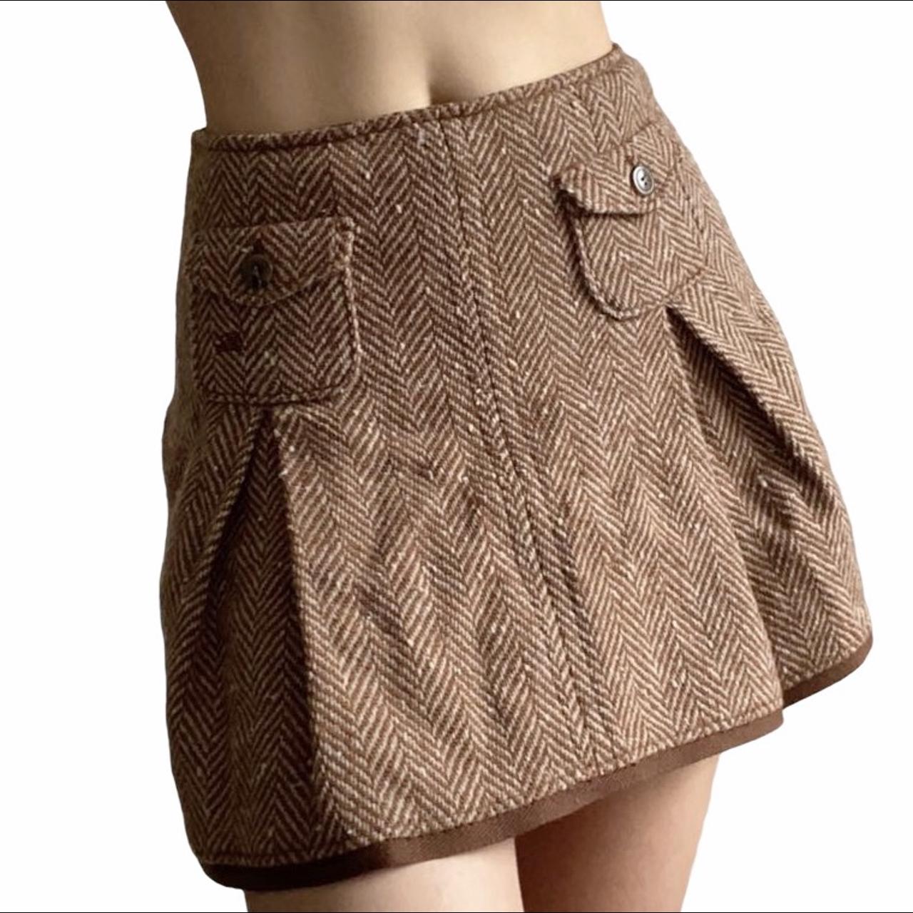 Burberry Blue Label Brown Chevron Woven Mini Skirt - Outfit Repeater