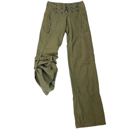 Versus Versace Khaki Green Studded Convertible Cargo Pants / Capris