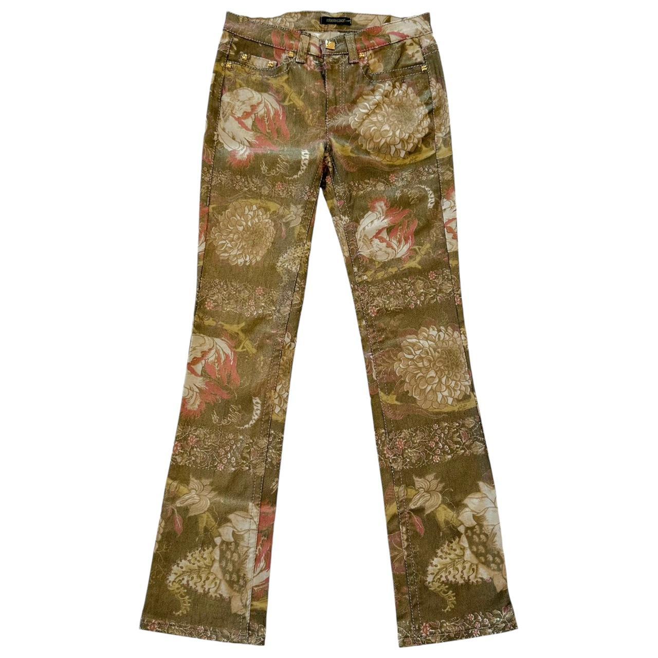 Roberto Cavalli Gold Floral Printed Jeans - Outfit Repeater