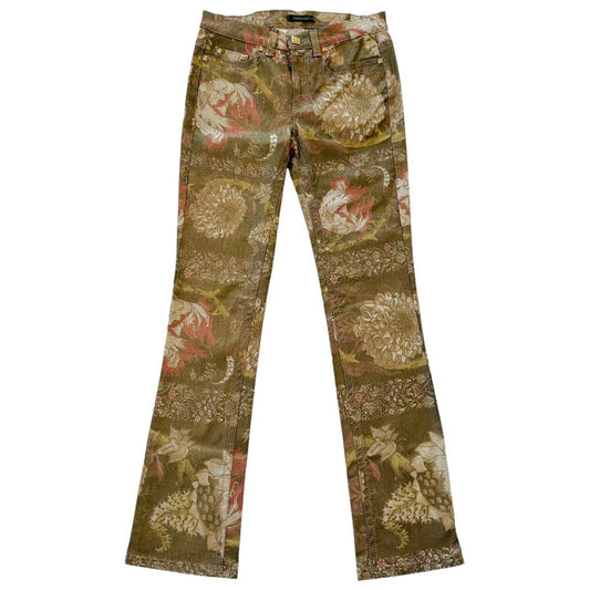 Roberto Cavalli Gold Floral Printed Jeans - Outfit Repeater