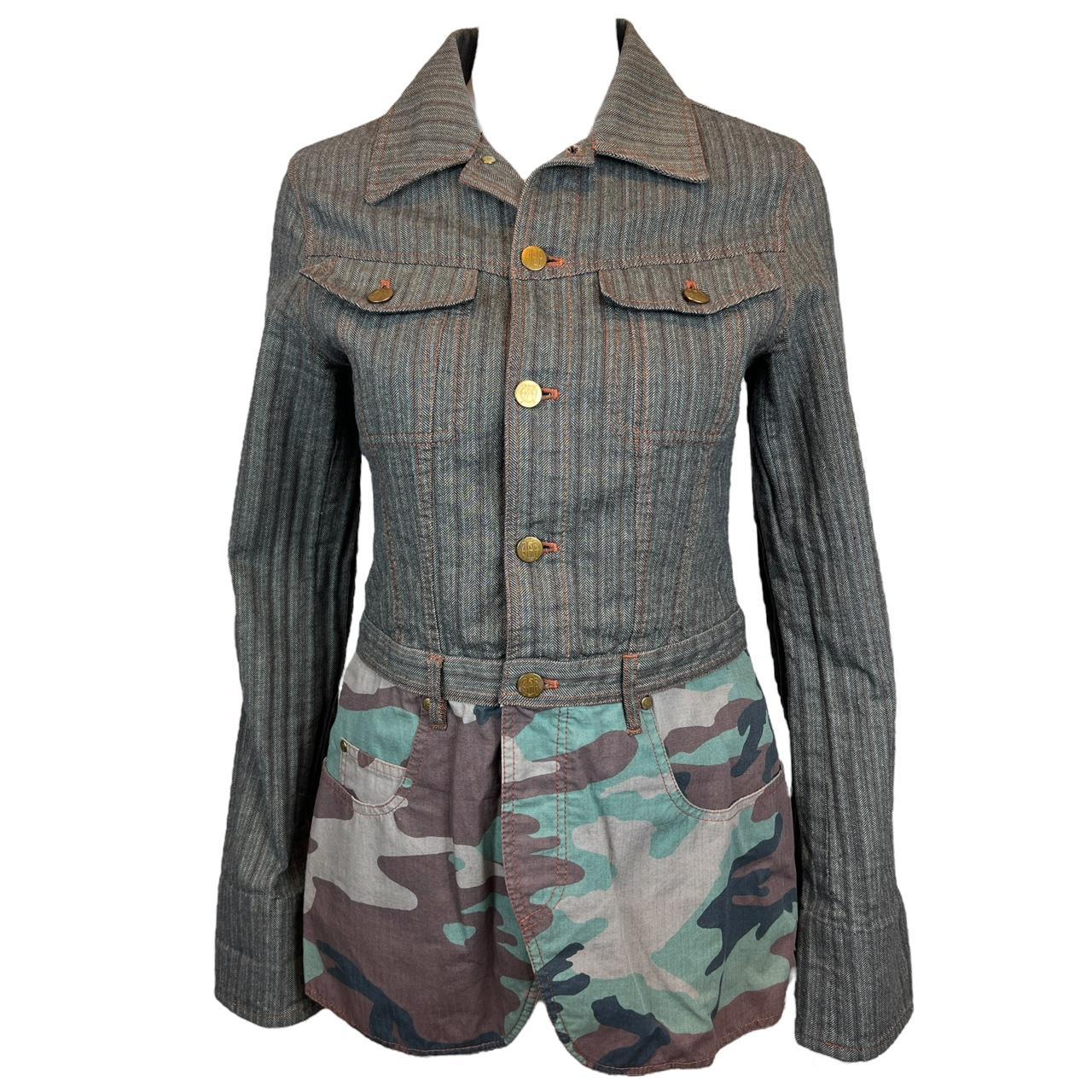 Jean Paul Gaultier Pinstripe and Camo Blazer Style Jacket