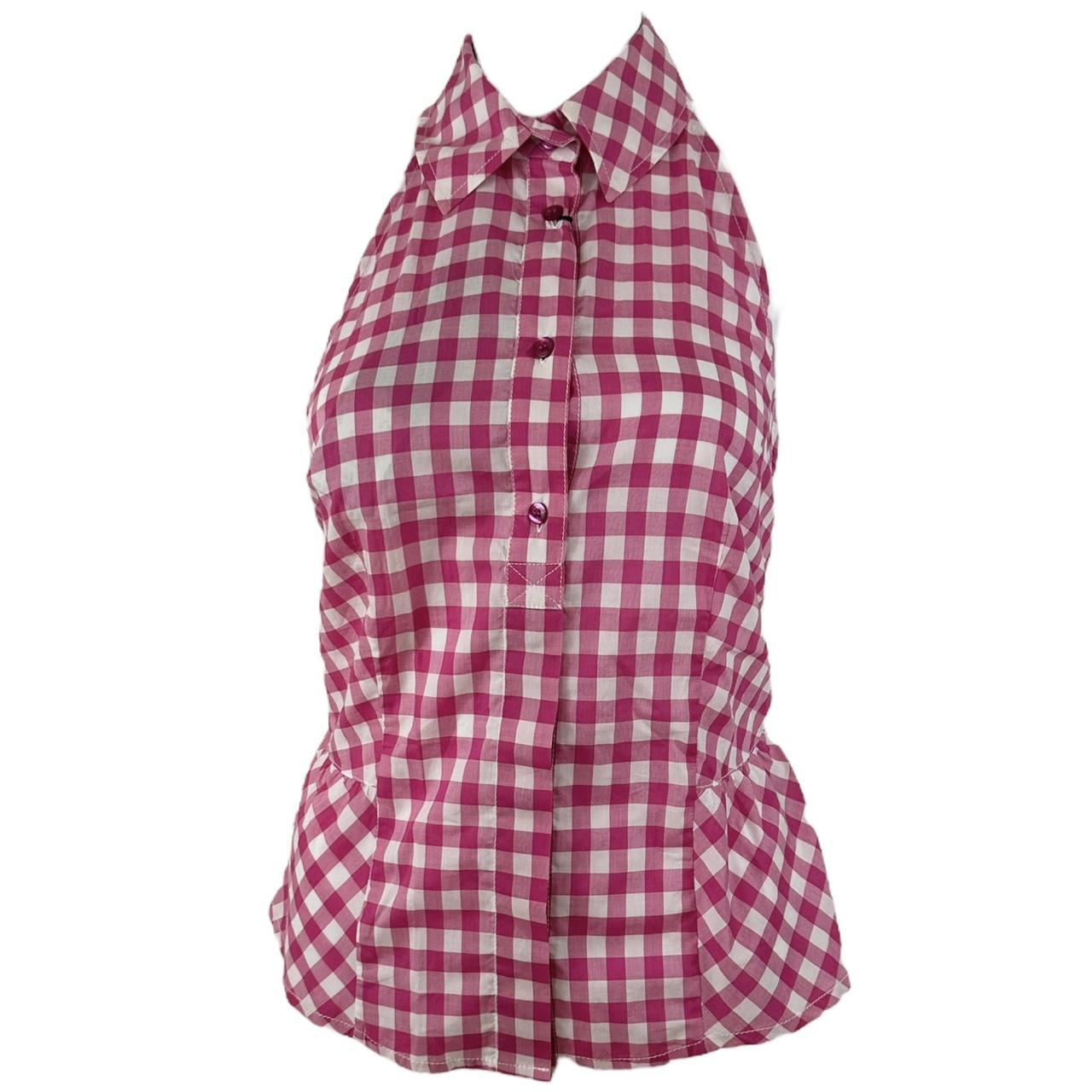 Jean Paul Gaultier Jeans Pink Gingham Backless Blouse Top - Outfit Repeater