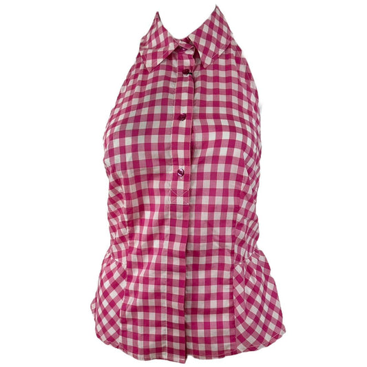 Jean Paul Gaultier Jeans Pink Gingham Backless Blouse Top