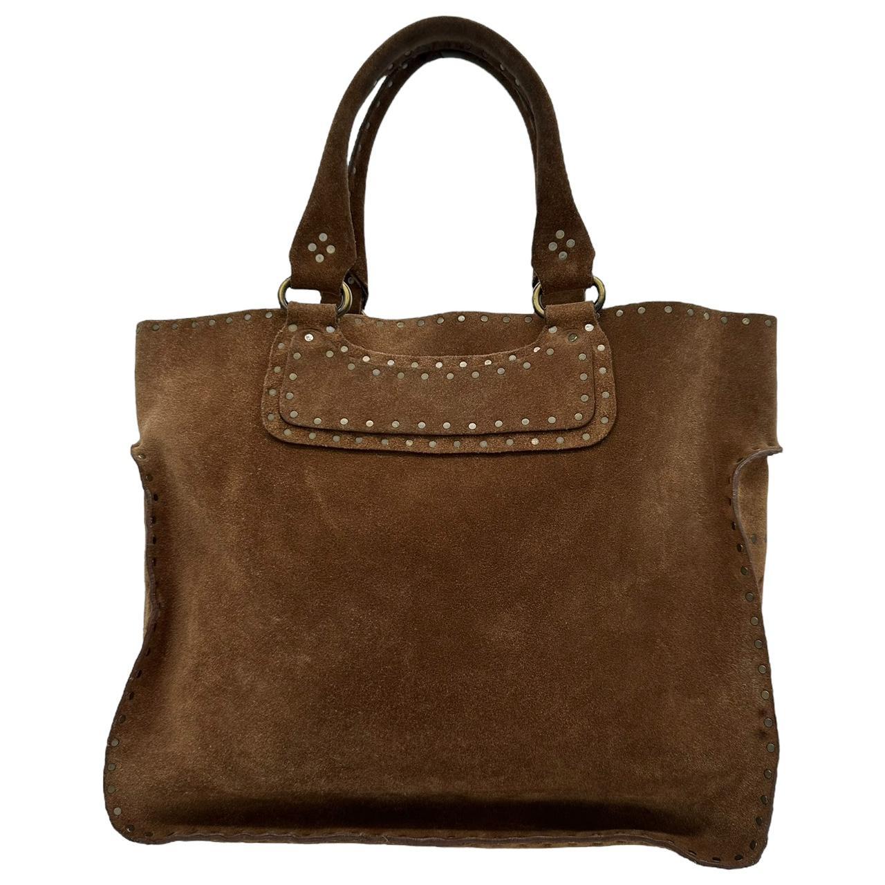 Celine Brown Suede Studded Boogie Tote Bag - Outfit Repeater