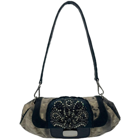 Prada Printed Nylon Crystal Embellished Shoulder Bag