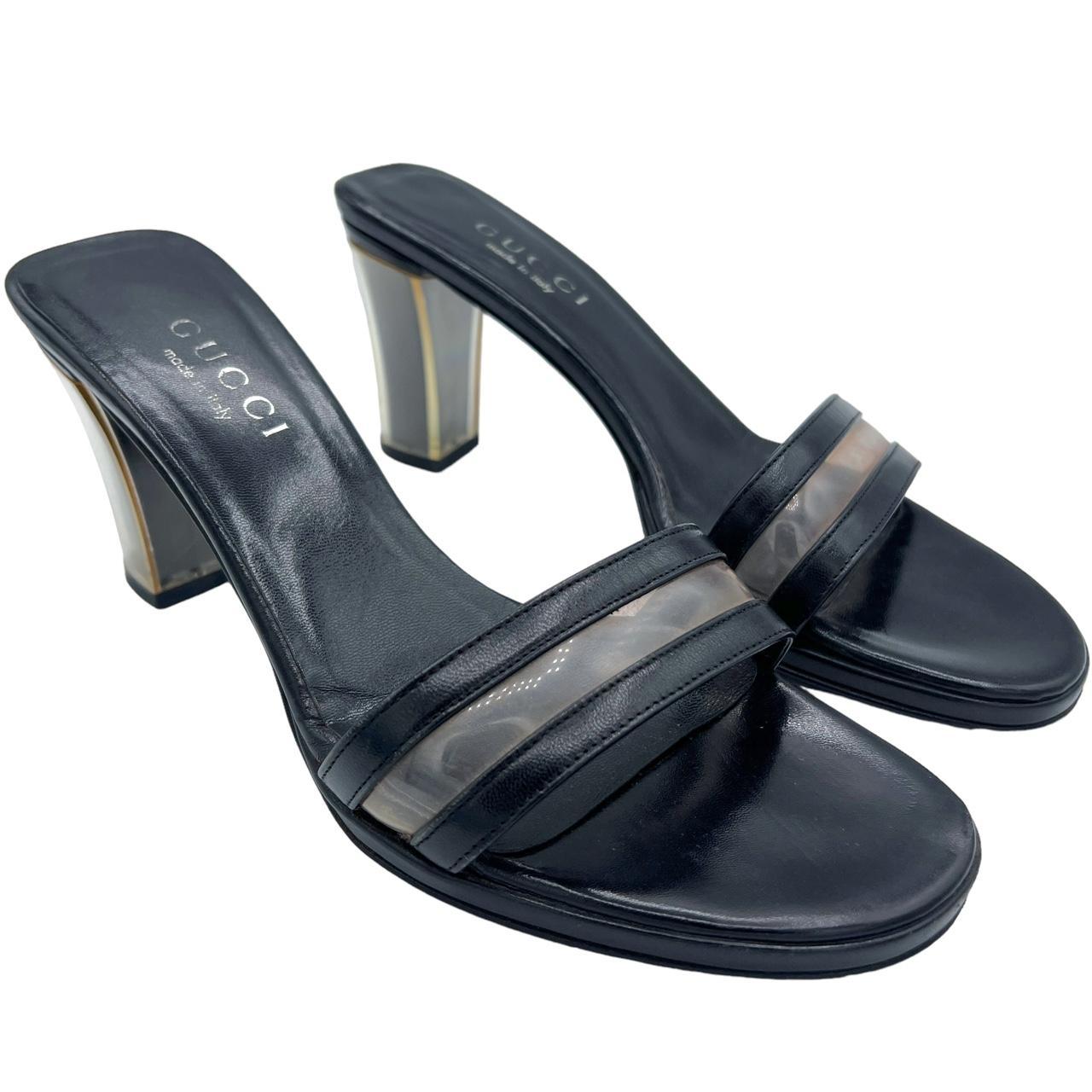 Gucci by Tom Ford Black Leather Transparent Mule Heels - Outfit Repeater