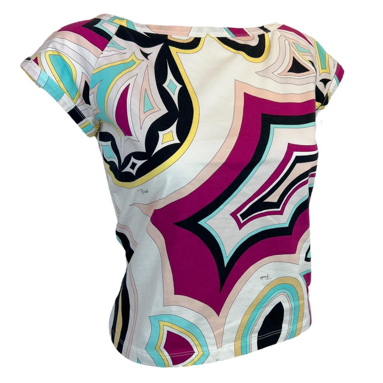 Emilio Pucci Firenze Signature Multicolored Printed Baby Tee T-Shirt