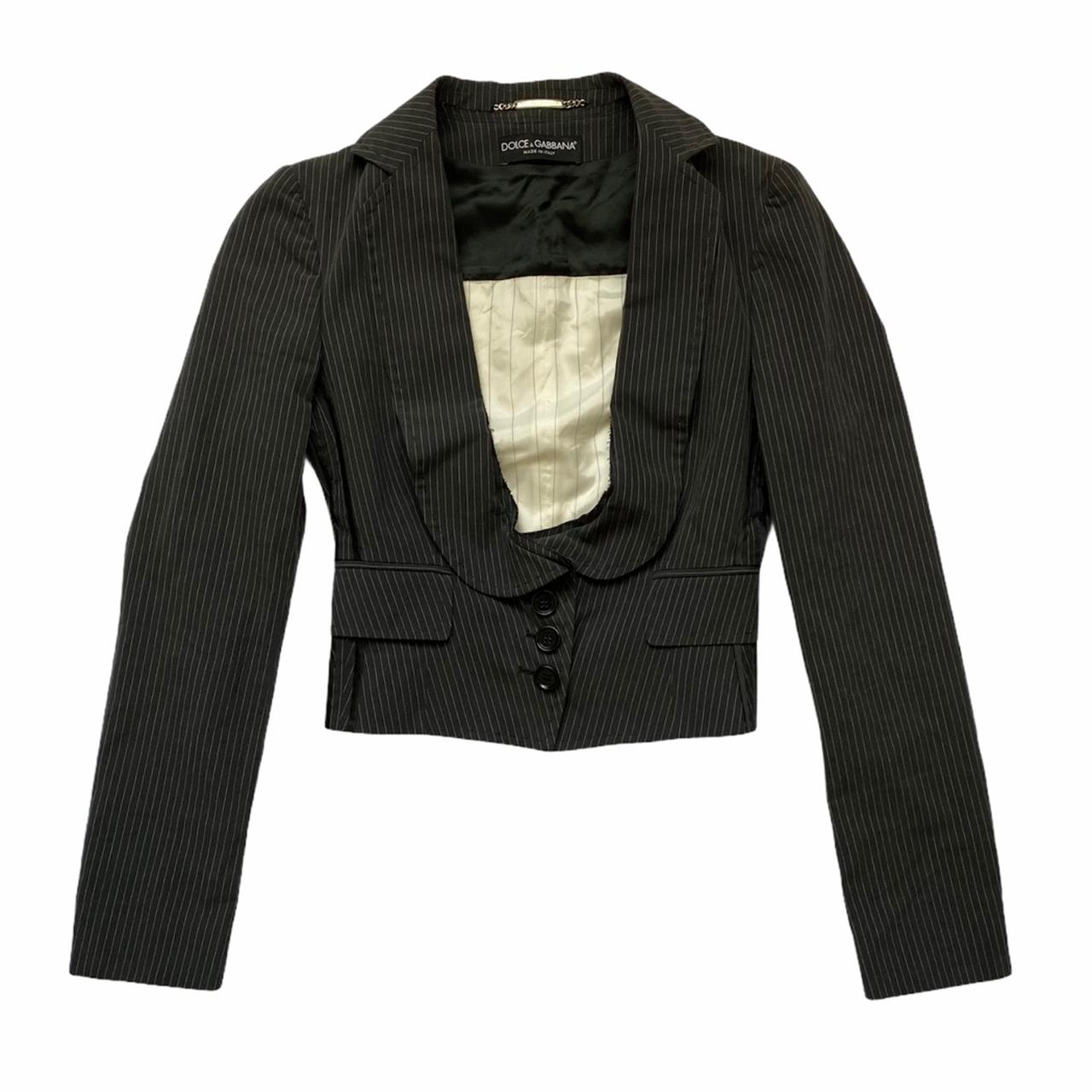 Dolce & Gabbana D&G Cropped Pinstripe Blazer Suit Jacket - Outfit Repeater