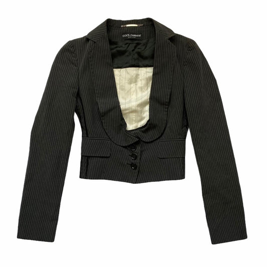Dolce & Gabbana D&G Cropped Pinstripe Blazer Suit Jacket - Outfit Repeater