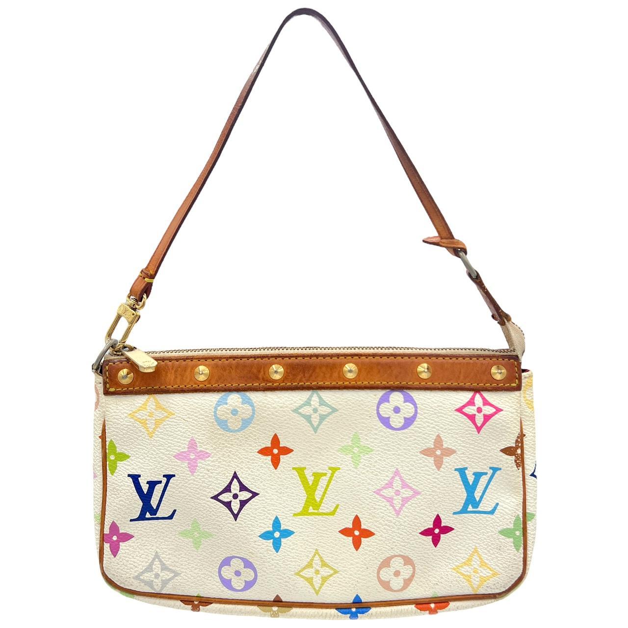 Louis Vuitton Pochette Bag White Multicolor Monogram