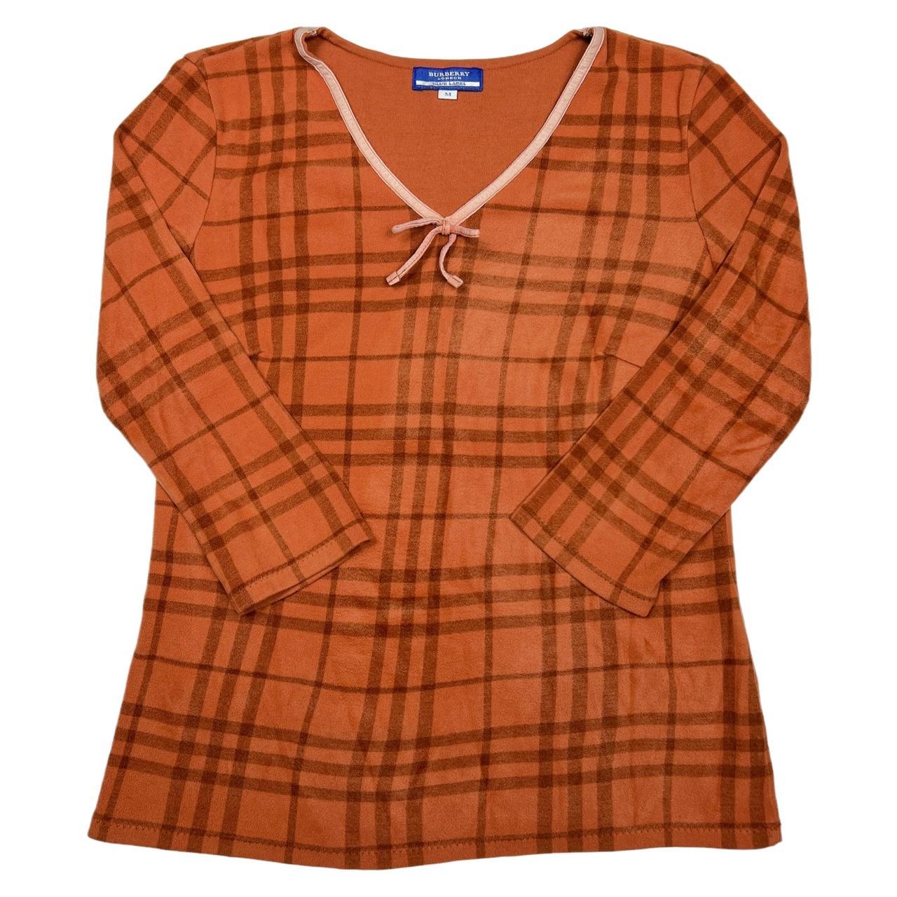 Burberry Blue Label Nova Check Plaid Printed 3/4 Length Sleeve T-Shirt - Outfit Repeater