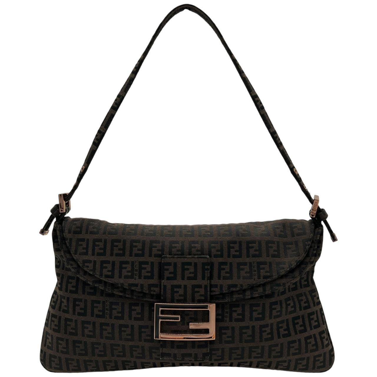 Fendi Baguette Shoulder Bag Brown Black Zucca Monogram